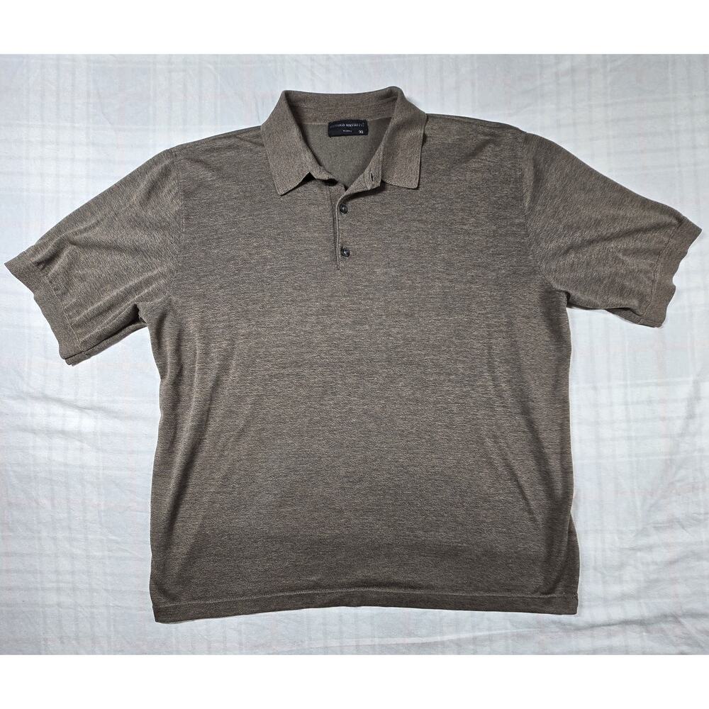 Vittorio Rocchetti Mens Polo Shirt Breathable Mesh Made in USA Brown XL